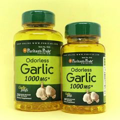 Viên uống tinh dầu tỏi Odorless Garlic Extract 1000mg 100 viên Puritan's Pride - Hỗ trợ sức khỏe tim mạch và tiêu hóa, giảm cholesterol