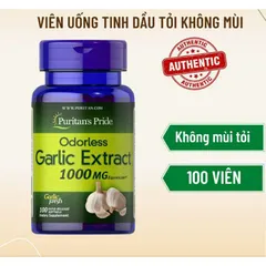 Viên uống tinh dầu tỏi Odorless Garlic Extract 1000mg 100 viên Puritan's Pride - Hỗ trợ sức khỏe tim mạch và tiêu hóa, giảm cholesterol