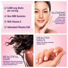 [Date 2027] Kẹo dẻo/ viên uống Hair skin & nails hỗ trợ tóc dày, móng khoẻ và da đẹp của Nature's bounty 230v