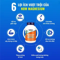 [ Date 8/2026] Viên Magiê Magnesium Glycine Now giảm stress, hỗ trợ giấc ngủ, cải thiện hệ xương, cơ