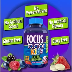Kẹo dẻo Focus Factor Kid 60 viên - Tăng cường trí nhớ, hệ miễn dịch và khả năng tập trung cho trẻ từ 4 tuổi trở lên