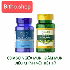 Combo Ngừa Mụn Nội Tiết - Viên Uống Chống Oxy Hóa Zinc & Dạ Anh Thảo 500mg - Hỗ Trợ Làm Đẹp Da, Giảm Mụn, Cân Bằng Nội Tiết