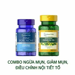 Combo Ngừa Mụn Nội Tiết - Viên Uống Chống Oxy Hóa Zinc & Dạ Anh Thảo 500mg - Hỗ Trợ Làm Đẹp Da, Giảm Mụn, Cân Bằng Nội Tiết