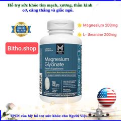 Viên Magiê bổ sung Magnesium Glycinate có L-Theanine của Member’s Mark 180 viên