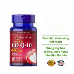 Viên uống CoQ10 Puritan's Pride 100mg-400mg - Hỗ trợ tim mạch, tăng cường tuần hoàn máu và giảm lão hóa cơ thể