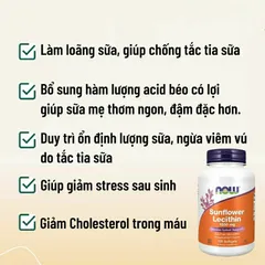 [ Date 2028] Viên uống chống tắc tia sữa Now Sunflower Lecithin 1200mg