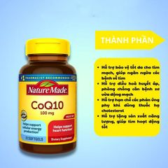 Viên uống bổ tim mạch CoQ10 Nature Made 200mg - Hỗ trợ tim khỏe mạnh, tăng cường trí nhớ, phòng ngừa bệnh tim và ung thư.