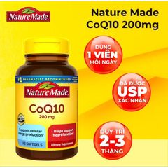 Viên uống bổ tim mạch CoQ10 Nature Made 200mg - Hỗ trợ tim khỏe mạnh, tăng cường trí nhớ, phòng ngừa bệnh tim và ung thư.