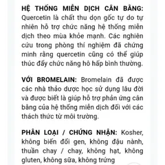 Viên Tăng Đề Kháng Quercetin với Bromelain 800mg - Hỗ Trợ Chức Năng Miễn Dịch - Hộp 60 Viên từ Now Foods Mỹ