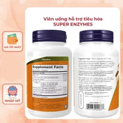 Viên uống hỗ trợ tiêu hóa NOW Super Enzymes - Tăng cường hấp thụ dinh dưỡng, giảm đầy hơi, khó tiêu, sức khỏe đường ruột tối ưu