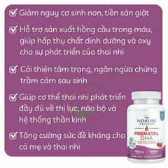 Viên uống DHA cho bà bầu Nordic Naturals Prenatal - Hỗ trợ phát triển trí não và thị giác cho bé trong thai kỳ và cho con bú