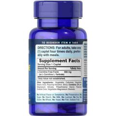 Viên Uống Giảm Cân An Toàn L-Carnitine 500mg Puritan's Pride - Hỗ Trợ Chuyển Hóa Năng Lượng - Giảm Mỡ Thừa Hiệu Quả, 60 Viên