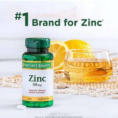 Viên uống bổ sung kẽm Nature’s Bounty 50 mg - Tăng cường miễn dịch và giảm mụn, thân thiện với người ăn chay