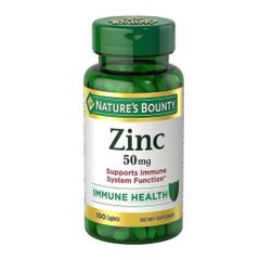 Viên uống bổ sung kẽm Nature’s Bounty 50 mg - Tăng cường miễn dịch và giảm mụn, thân thiện với người ăn chay