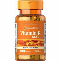 Viên Uống Vitamin K 100mg Puritan's Pride - Chắc Xương, Đẹp Da, Hỗ Trợ Đông Máu, Ngừa Lão Hóa Da, Dành Cho Người Trên 30 Tuổi