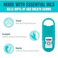 Xịt thơm miệng Listerine Pocket Mist - Hương bạc hà tươi mát, pack 2x 7.7ml, tiêu diệt 99% vi khuẩn, giải pháp tức thì cho hơi thở thơm mát.