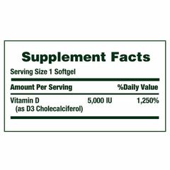 Viên Vitamin D3 5000IU Nature's Bounty 125mcg - Hỗ trợ hấp thu canxi và cải thiện sức khỏe tổng thể, 400 viên