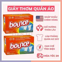 Giấy thơm quần áo Bounce Mỹ - Hương Outdoor Fresh, Nguyên hộp 160 tờ - Giữ cho tủ đồ luôn thơm ngon tự nhiên