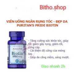 Viên uống Biotin Puritan's Pride 10000 mcg - Giảm rụng tóc, Kích mọc tóc, Làm đẹp da, Tăng cường sức khỏe tóc và móng tay, móng chân