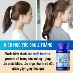 Viên uống Biotin Puritan's Pride 10000 mcg - Giảm rụng tóc, Kích mọc tóc, Làm đẹp da, Tăng cường sức khỏe tóc và móng tay, móng chân