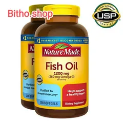 [Date 2027] Dầu cá tăng cường tim mạch, thị lực sáng mắt Fish Oil  Omega- 3 1200mg Nature Made 200v