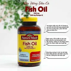[Date 2027] Dầu cá tăng cường tim mạch, thị lực sáng mắt Fish Oil  Omega- 3 1200mg Nature Made 200v