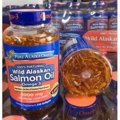 Viên uống Dầu cá hồi Pure Alaska Omega-3 Wild Salmon Oil 210 viên - Hỗ trợ sức khỏe tim mạch, cải thiện tâm trạng hiệu quả