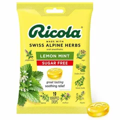 [ Date 2027] Kẹo ngậm ho thảo mộc không đường Ricola Lemon Mint sugar free