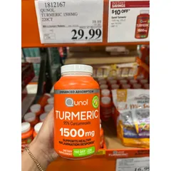 Viên uống tinh chất nghệ Qunol Turmeric 1500mg - Hỗ trợ kháng viêm & chống oxy hóa, 220 viên, bổ trợ sức khỏe tổng quát