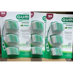 Tăm Nha Khoa Gum Soft Picks Advanced Mint - Set 180 Cái Hương Bạc Hà, An Toàn Cho Răng Nhạy Cảm, Khuyên Dùng Bởi Nha Sĩ
