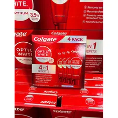 Kem Đánh Răng Colgate Optic White 116g - Bộ 4 Chai Làm Trắng Răng, Công Thức Hydrogen Peroxide, An Toàn Hàng Ngày, Xuất Xứ Mỹ