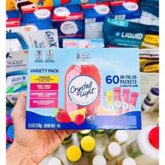 Bột trái cây pha nước ÍT CALO, không đường Crystal Light hàng Mỹ hộp 60 gói (có set lẻ 10-20g)