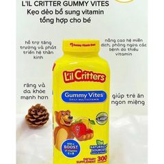 Vitamin Tổng Hợp Dành Cho Trẻ Em L'il Criters Gummy Vites 300v - Tăng Cường Sức Khỏe Và Phát Triển Toàn Diện