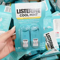 Xịt thơm miệng Listerine Cool Mint Pocketmist 7.7ml - Tiêu diệt vi trùng, hương bạc hà the mát, thiết kế nhỏ gọn, tiện lợi