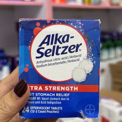 TÁCH LẺ -Viên sủi Alka-Seltzer Extra Strength 24 viên - Giảm đau dạ dày, ợ nóng, khó tiêu hiệu quả, hỗ trợ tiêu hóa nhanh chóng