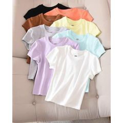 Áo Croptop Cotton Uni Nhật Bản - Thời Trang Nữ Dáng Croptop Trẻ Trung Nhiều Màu Sắc Pastel, Size S/M/L