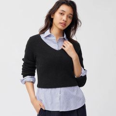 Áo Len Croptop GU Nữ - Phong Cách Trẻ Trung, Năng Động - Chất Liệu Mềm Mịn, Có 3 Màu (Trắng, Tím, Đen) - Size SML XL