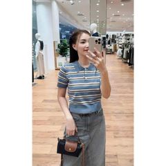 Áo len polo cộc tay Gu Japan - Thời trang nữ trẻ trung, đẹp mắt, phù hợp cho đi chơi và đi làm, nhiều màu sắc lựa chọn.