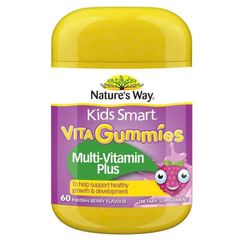 Viên uống bổ sung vitamin cho trẻ em Nature's Way Kids Smart Vita Gummies - Hỗ trợ miễn dịch, tăng cường sức khỏe, vị mâm xôi ngon miệng