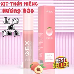 Xịt Thơm Miệng Vị Đào Ngừa Hôi Miệng và Sâu Men Vi Sinh Hiệu Quả, Duy Trì Hơi Thở Thơm Mát WEX Lọ 20ml