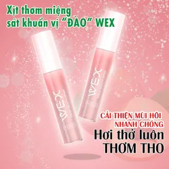 Xịt Thơm Miệng Vị Đào Ngừa Hôi Miệng và Sâu Men Vi Sinh Hiệu Quả, Duy Trì Hơi Thở Thơm Mát WEX Lọ 20ml