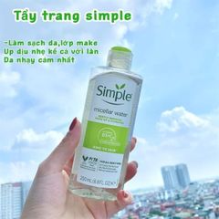 Nước Tẩy Trang Simple Micellar Cleansing Water 400ml - Dịu Nhẹ, Không Hương Liệu, Phù Hợp Cho Da Nhạy Cảm, Làm Sạch Hiệu Quả
