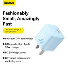 Củ Sạc Nhanh 20W Baseus GaN5 - Bộ Sạc Siêu Nhỏ Cho iPhone, Hỗ Trợ PD/QC, Bảo Vệ Thông Minh, Sạc 50% Chỉ Trong 26 Phút