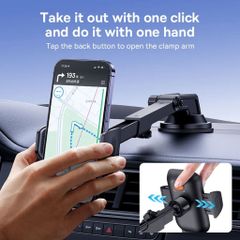 Giá Đỡ Điện Thoại Khi Lái Xe Baseus UltraControl Go - Kẹp Tiện Lợi Chống Rung, Xoay 360 Độ, Dùng Cho Điện Thoại 4,7-7,2 Inch