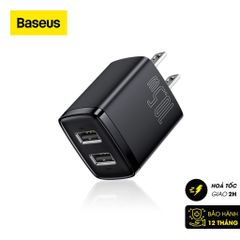 Củ Sạc Baseus Compact Charger 2 Cổng USB 10.5W - Sạc An Toàn Nhanh, Nhỏ Gọn, Chống Quá Tải, Phù Hợp Mang Theo Mọi Nơi