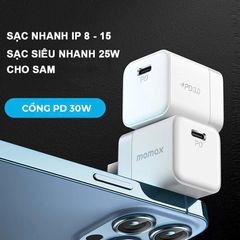 Củ Sạc Nhanh Momax UM26CN 30W USB-C PD 3.0 - Sạc Siêu Nhanh Cho iPhone 8-13, Thiết Kế Mini Gọn Nhẹ, An Toàn, Hiệu Suất Cao