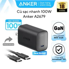 Củ sạc nhanh ANKER Nano 100W - Sạc USB-C di động hiệu suất cao, tương thích MacBook, iPhone 15, Galaxy S24, nhẹ và dễ mang theo