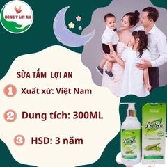 Sữa Tắm Gội Thảo Dược Lợi An 300ml Dành Cho Bé - An Toàn, Chống Hăm, Diệt Khuẩn, Giúp Da Mềm Mại, Thơm Mát