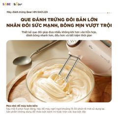 Máy đánh trứng cầm tay Bear HM-5H01J29 - Thiết bị nhà bếp tiện lợi, 5 tốc độ, công suất 125W, que inox 304 bền bỉ, dễ sử dụng cho mọi đầu bếp