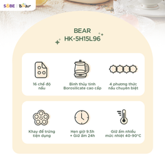 Bình pha trà thông minh Laviena Bear 1.5L - 16 chế độ nấu tự động, giữ ấm 24h, thủy tinh borosilicate cao cấp, an toàn sức khỏe